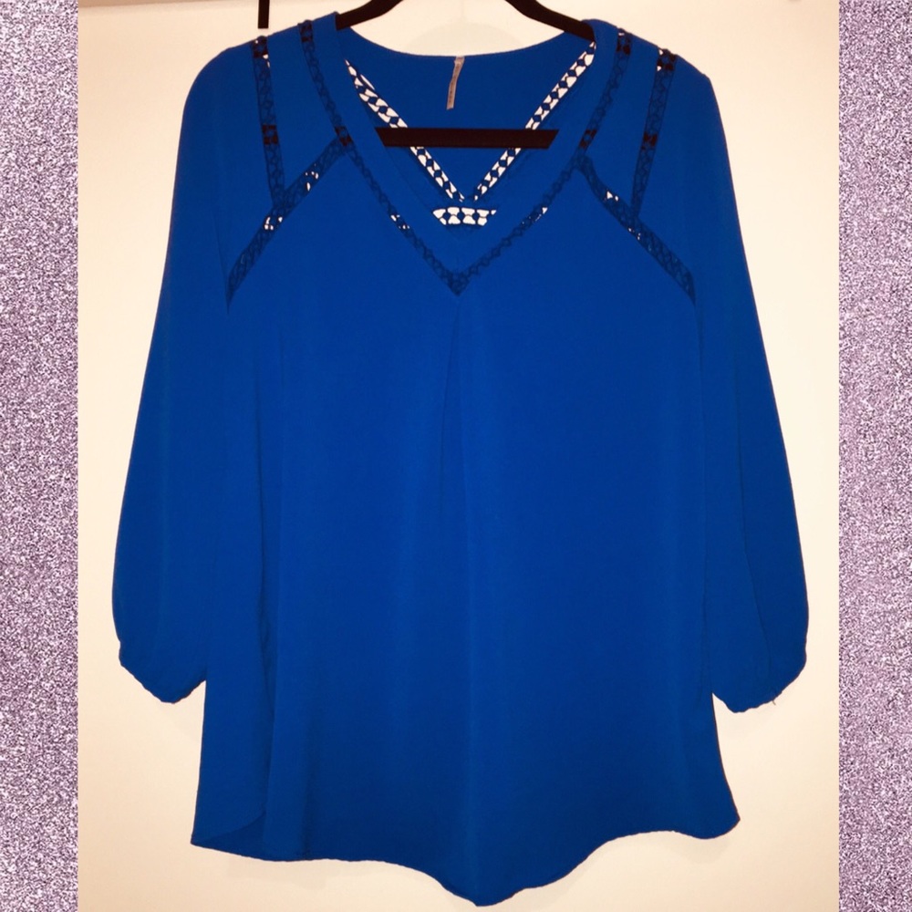3/4 Sleeve Crochet Detail Blouse